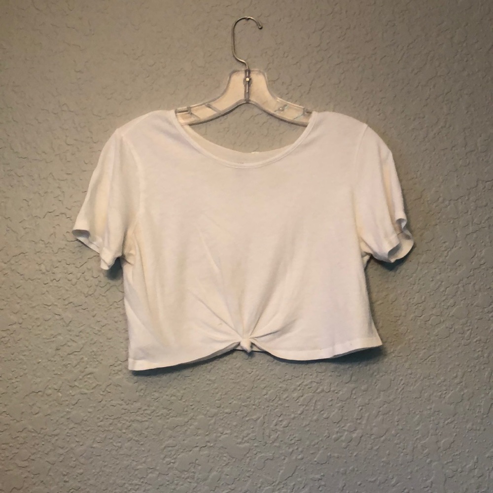 White Tie Front Crop Top